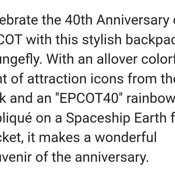 Loungefly EPCOT40 Backpack - Picture 5 of 6
